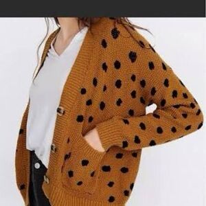 Madewell Hillview Polka Dot Cardigan Sweater - Mustard and Black